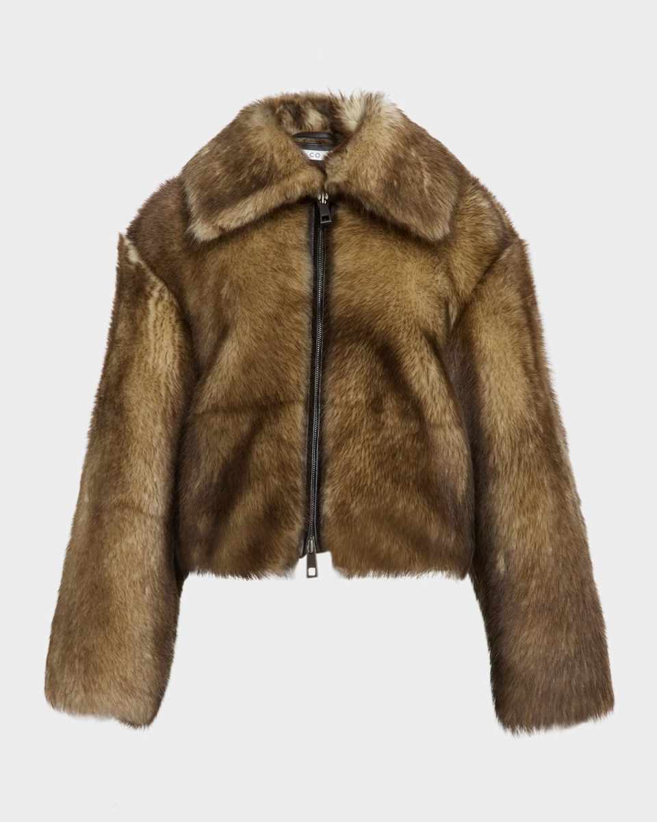 Sheep Shearling Crop Bomber Jacket